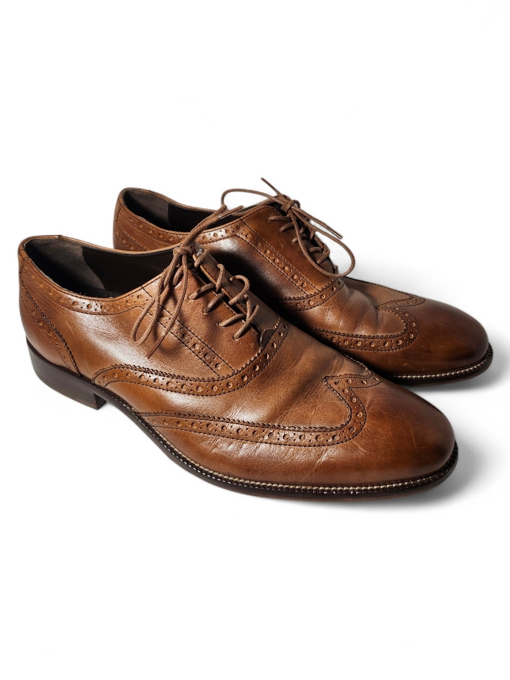 Cole Haan Men's Size 10 Williams Brown Leather Wingtip Oxfords